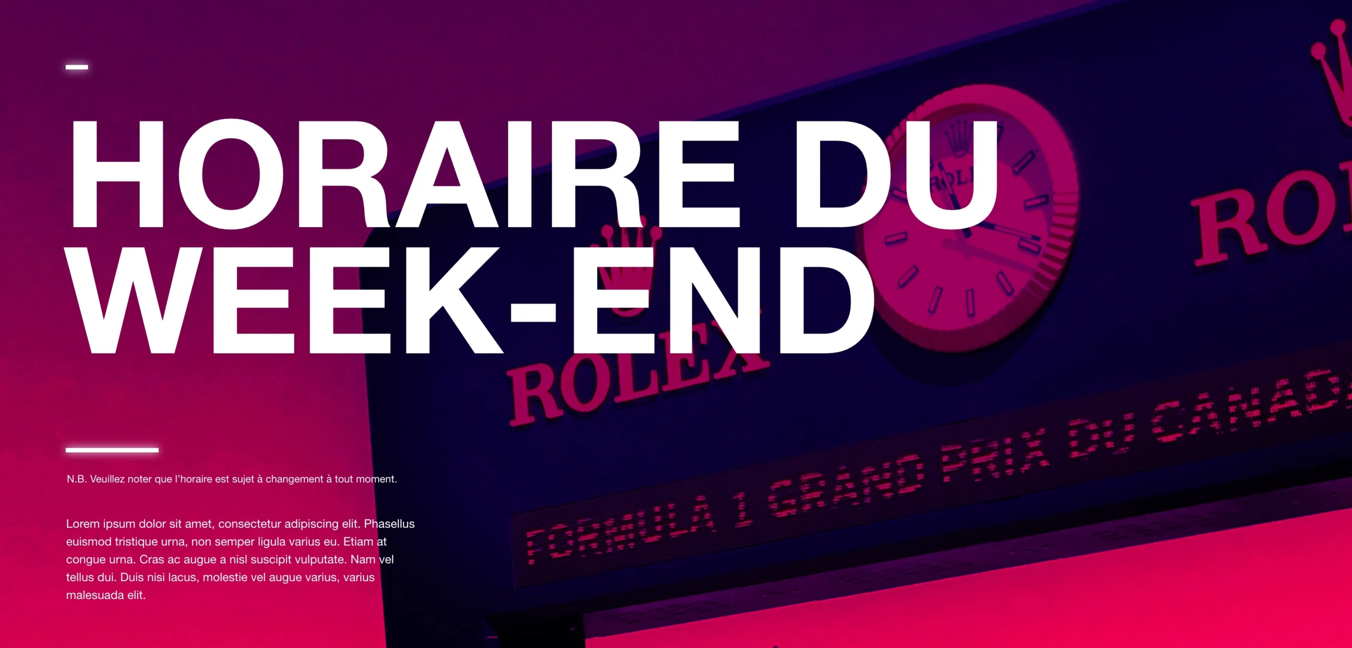 Horaire du week-end au GP Canada