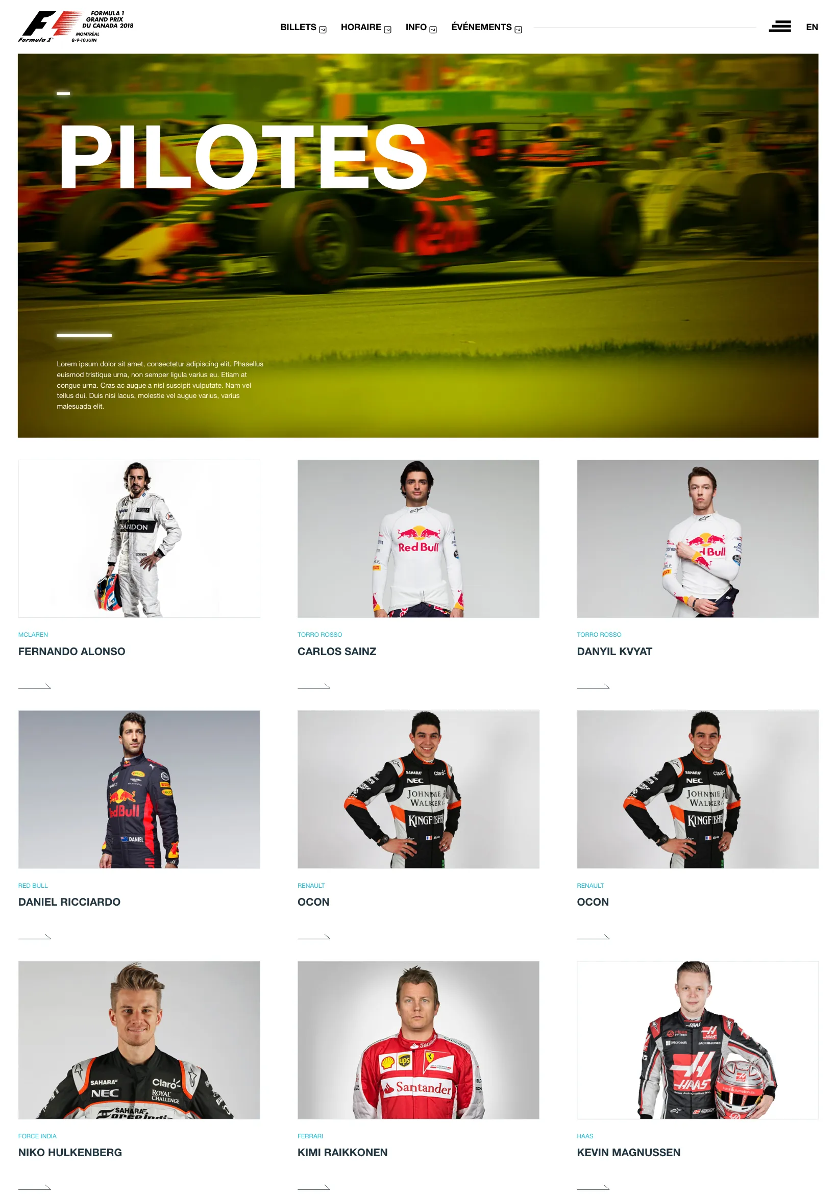 Profil des pilotes - GPCANADA 2018