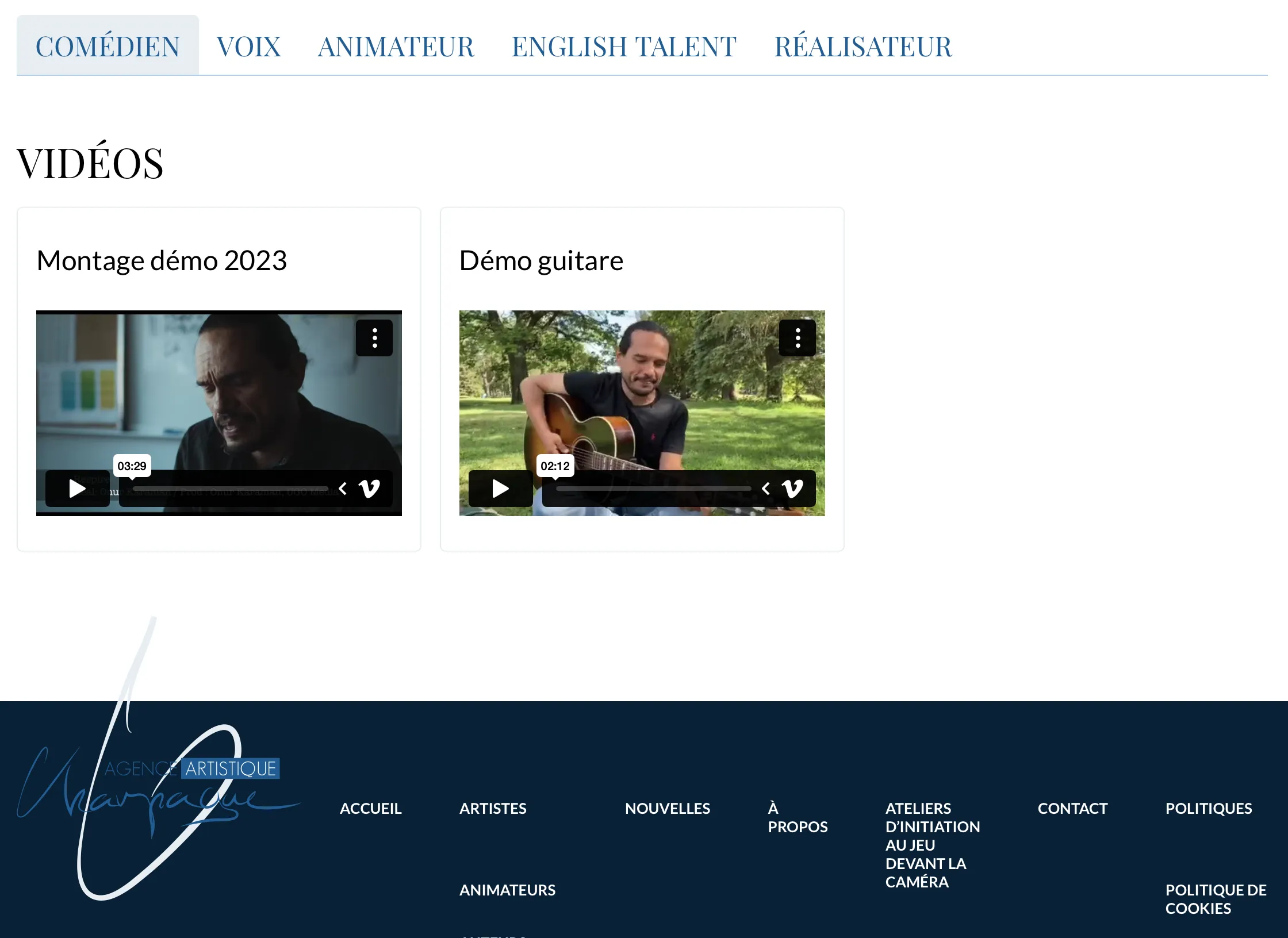 Vidéos d'artiste de l'agence Geneviève Champagne