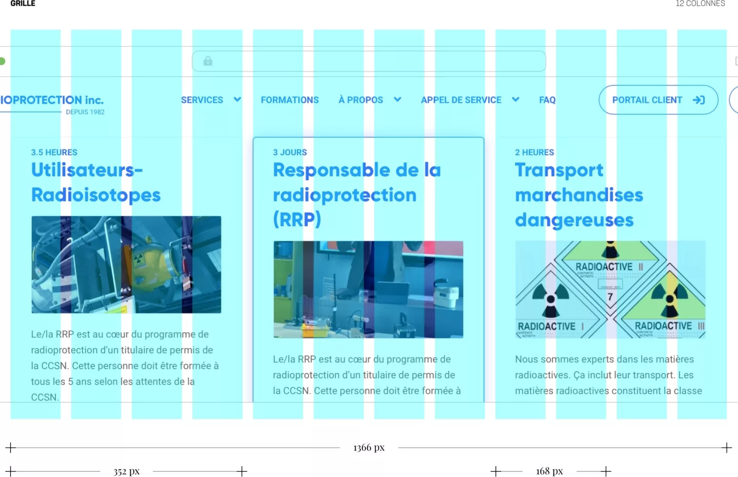 Grille graphique du site web de Radioprotection inc.