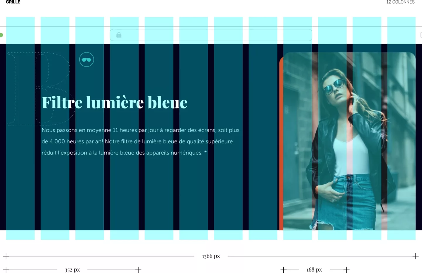 Grille graphique du site web de la Lunetterie Milot