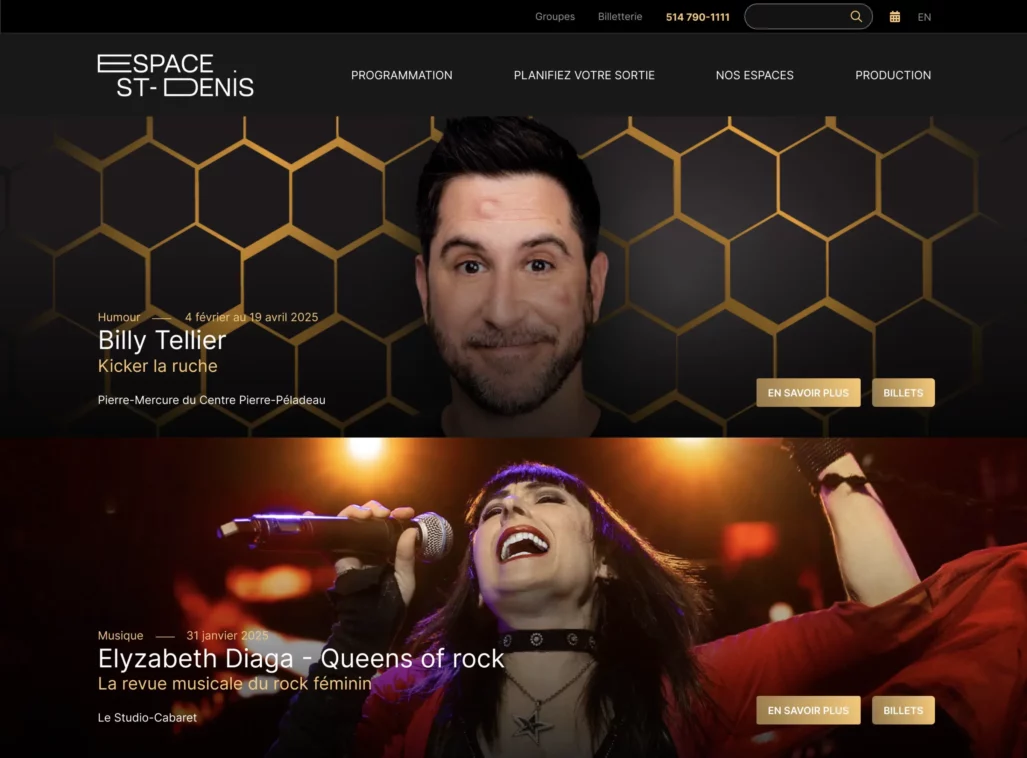 Page d'accueil de l'Espace St-Denis