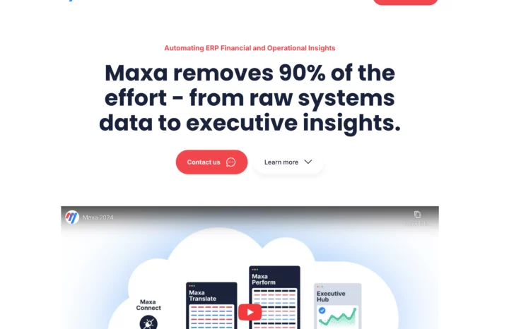 Page d'accueil du site web Maxa — plateforme d'automatisation ERP