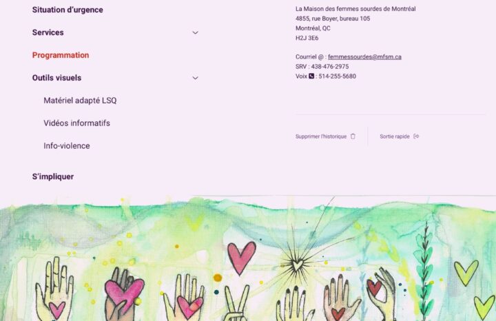 Navigation du site de la Maison des Femmes Sourdes de Montréal
