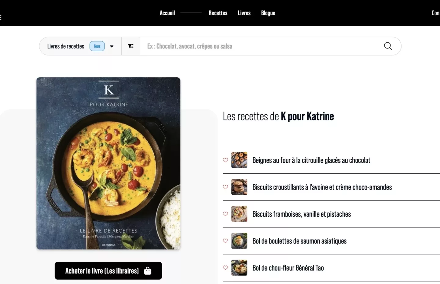Page des livres de recettes — plateforme Trouve Ta Recette