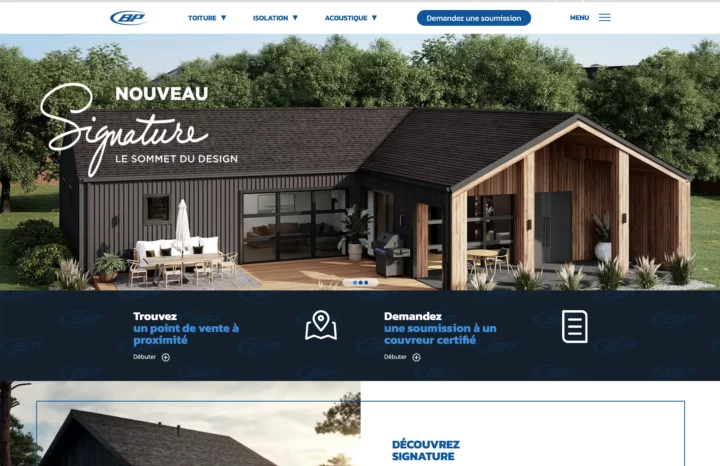 Page d'accueil du site web BP Canada — gestion et maintenance par Agence Chocolat