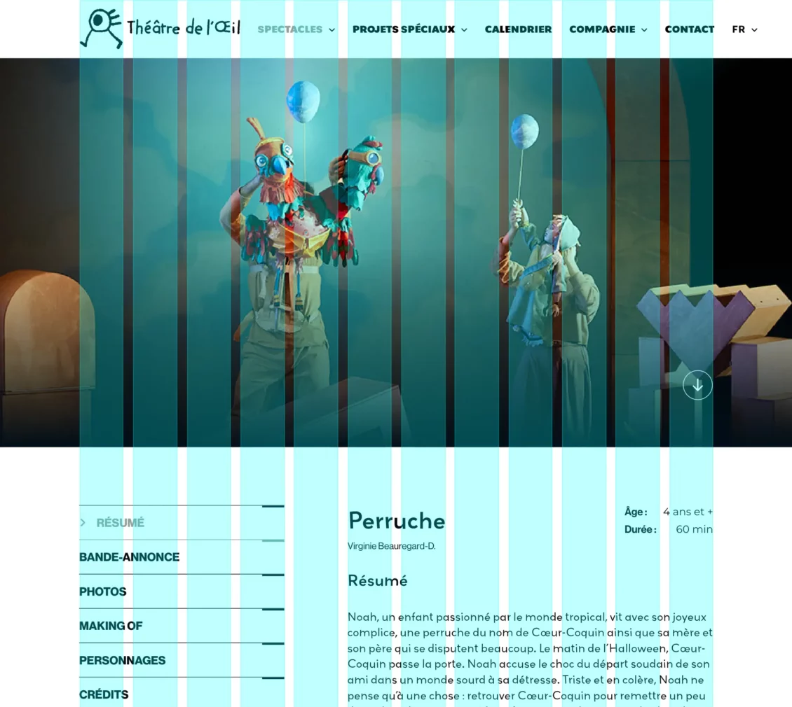 Grille graphique du Théâtre de l'Oeil de Montréal