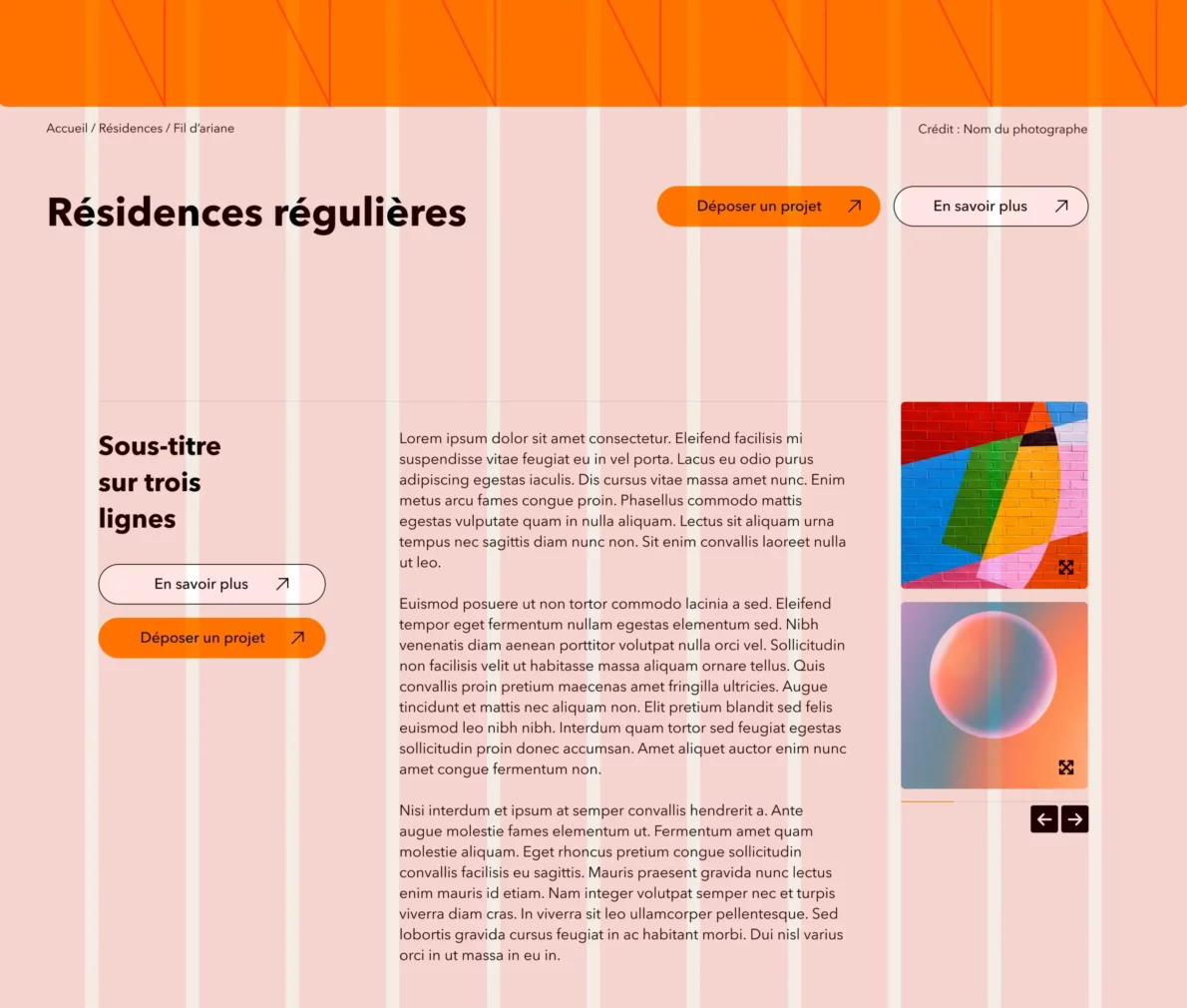 Grille graphique et identité visuelle du site web Cube Montréal