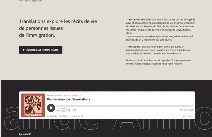 Page d'accueil du site web Translations-podcast.com