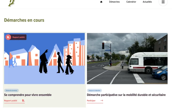 Page d'accueil du site web de l'Office de la Participation Publique de Longueuil - Agence Chocolat