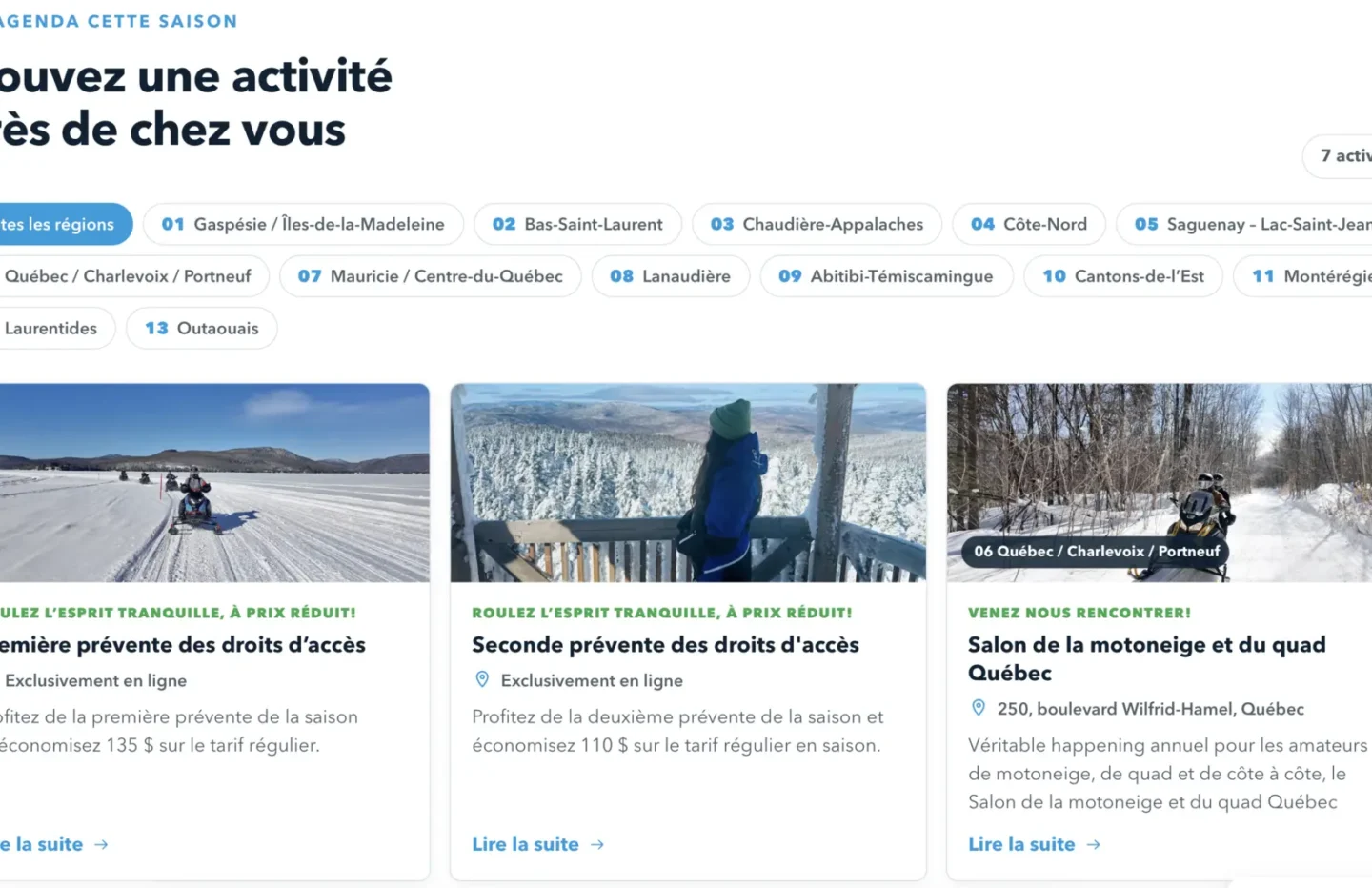 Page Événements de la FCMQ